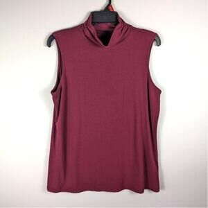 Christopher & Banks Women’s Large Sleeveless Mock Neck Burgundy Rayon Blend Top
